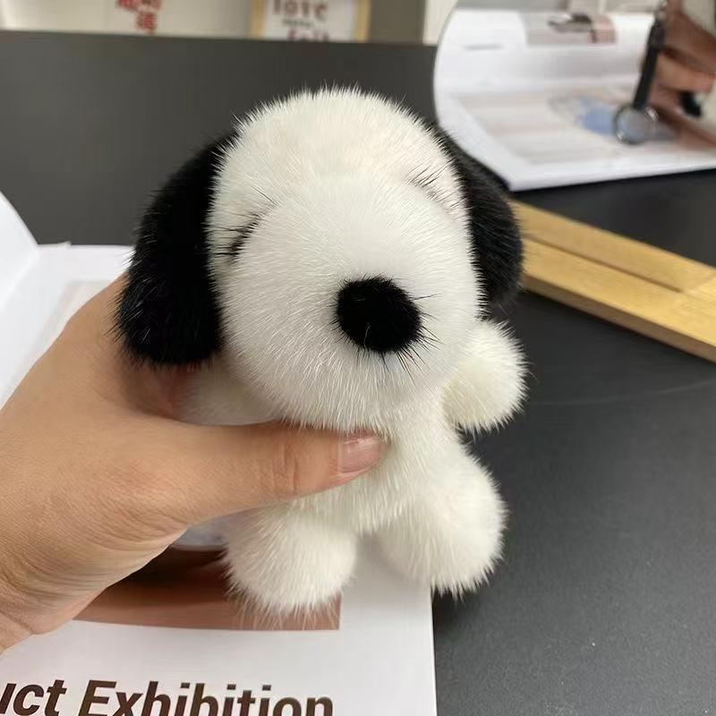 

Креативный брелок для ключей в виде собаки из искусственной норки - Плюсовый кулон в подарок чёрный/белый