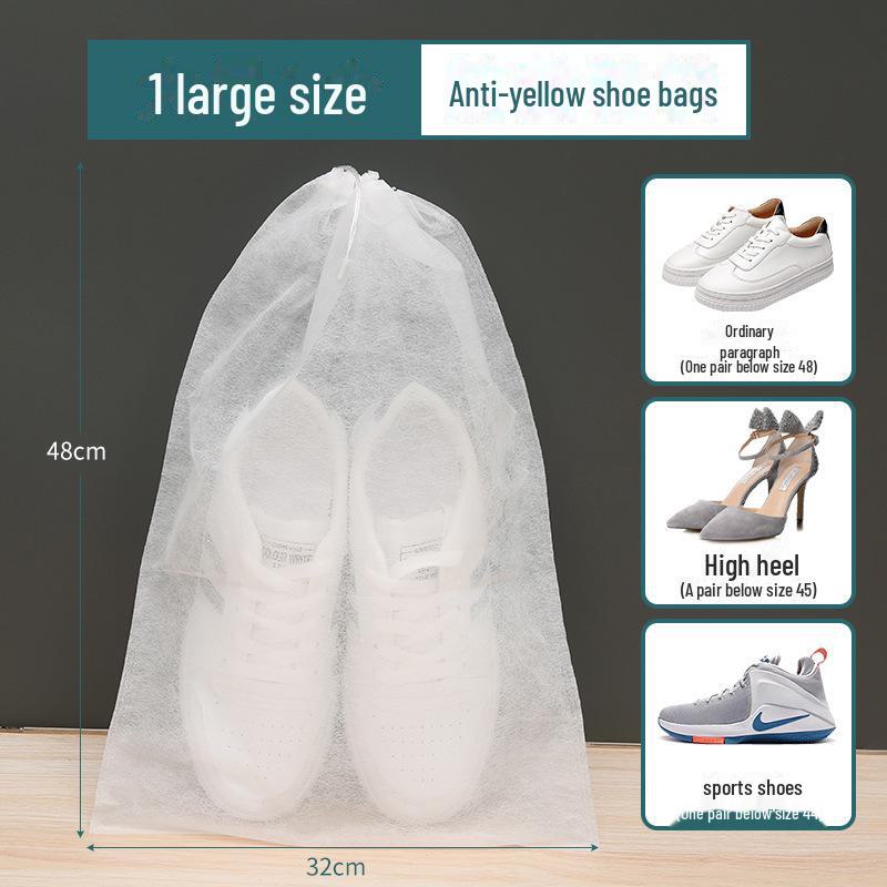 Disposable Non-Woven Dustproof Shoe Drying Cover with Drawstring – Small White