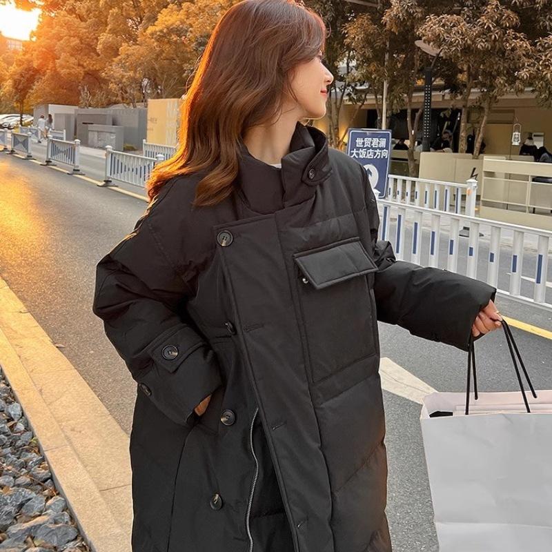 

2025 New Women s Winter Down Cotton-padded Jacket Medium and Long Over the Knee Korean Version Thickened Cotton-padded Jacket Fashion Trend Jacket L