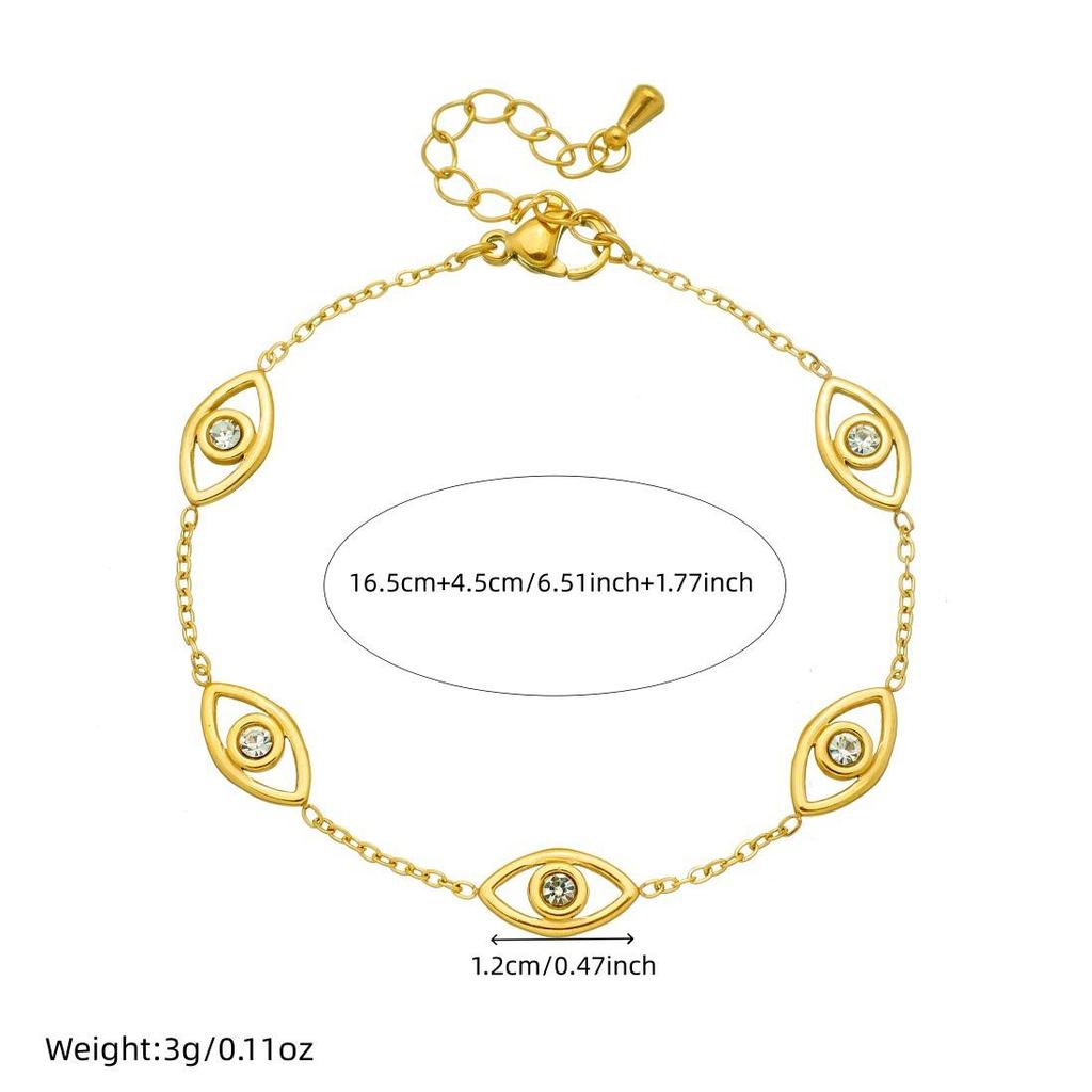 Rhinestone Hollow Gold-Plated Eye Pendant Chain Jewelry Set