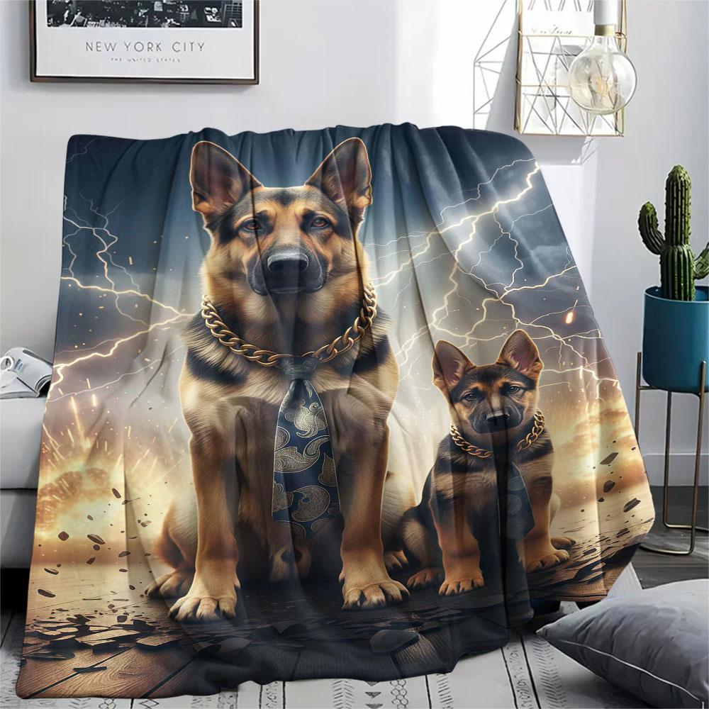 1Pc LightningPuppy Print Flannel Blanket, High quality Comfortable for All Seasons, Home Decor, Warmth and Comfort, Perfect for Christmas Gifts
