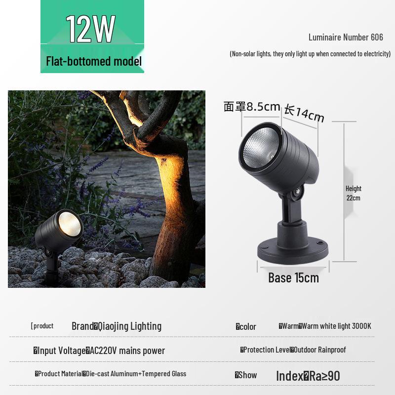 Waterproof Outdoor LED Spotlight for Trees and Gardens - Landscape Lawn Light with Ground Stake, 24V Floodlight