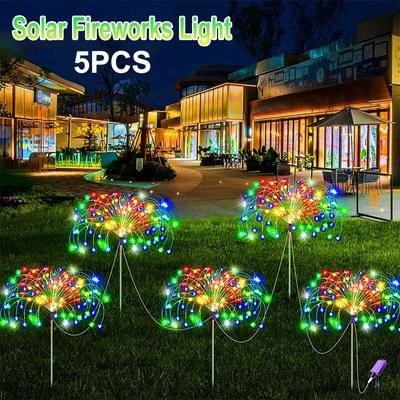 Garden Decoration Fairy Lights Waterproof Outdoor Dandelion Lawn Lamp for Patio Garden Decor 90 LED Solar Power Firework Lights
