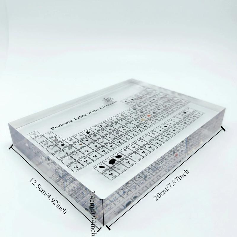 Stolní displej periodické tabulky prvků s reálnými prvky Dětské učební dárky Chemický prvek Domácí akrylová periodická tabulka