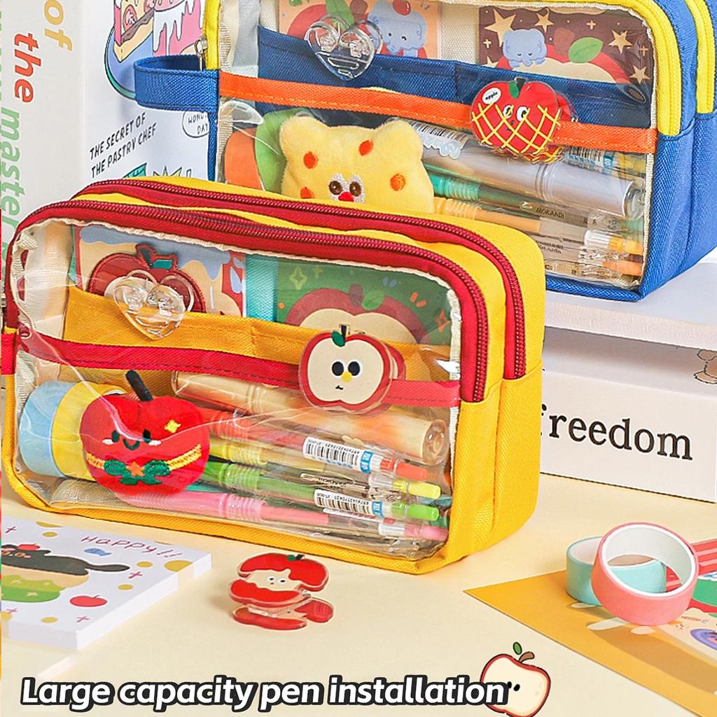 Large Capacity Pencil Bag Simple Japanese Ins Style Multifunctional Bag School Stationery Organizer for Junior High Students