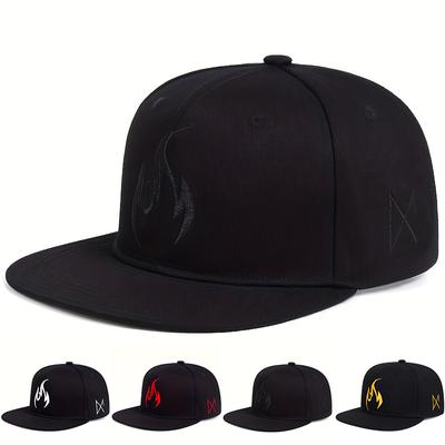 Chapéus Hip-hop Bordados com Chamas Unisexo Primavera Outono Ajustáveis Casuais Snapback Bonés de Beisebol Chapéu Protetor Solar para Exterior