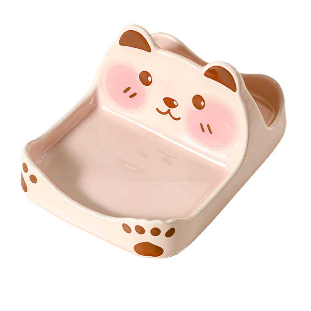 Bear Shape Ceramic Pot Lid Holder Non-Slip Cartoon Spatula Rack Space Saving Easy To Clean Cookware Holder Home Organization