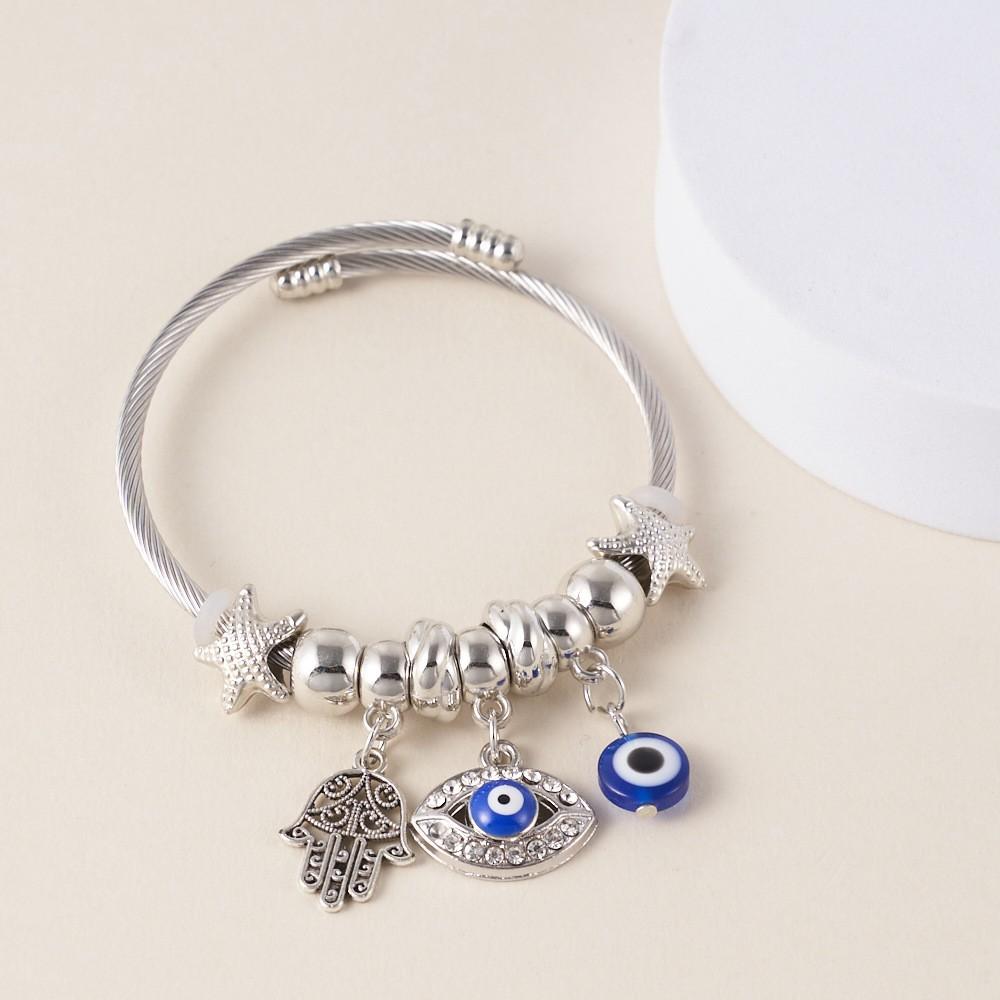 Cross Border Hot Temu Life Tree Pendant Stainless Steel Panjia Open Bracelet Fashion Bead DIY