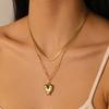 Fashion Personality Anti-Pearl Bust Love Pendant Stainless Steel Necklace Light Luxury Premium Clavicle Chain Niche