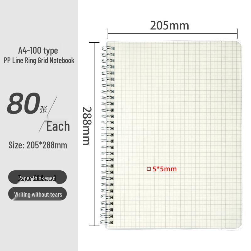 Minimalist PP Coil Notebook Set: A5 Lined, B5 Grid, Elastic Band, Thick Pages, Blank for Students