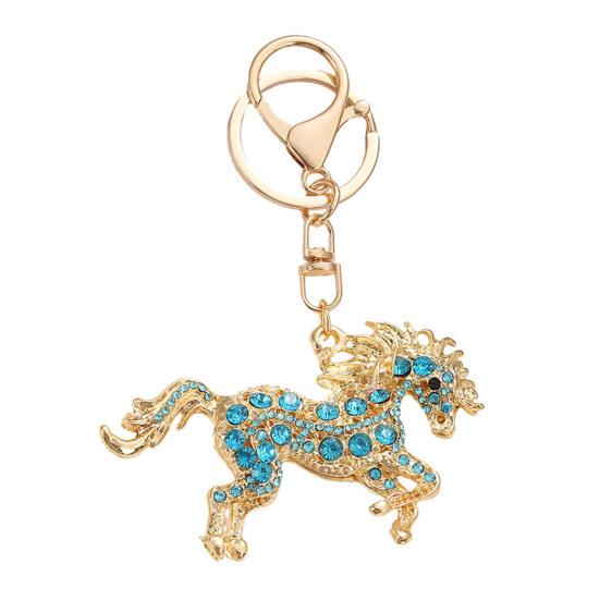 2026 Year of Horse Keychain Colorful Sparkling Rhinestones Key Chain Bag Backpack Hanging Decoration