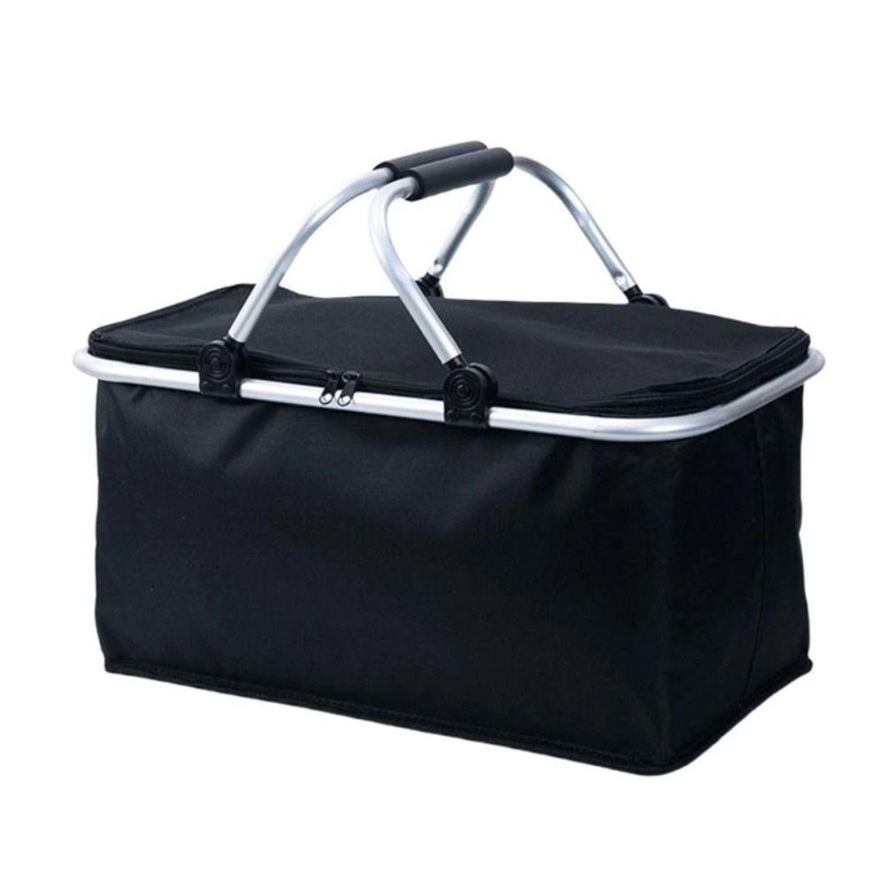 Foldable Picnic Food Bag Large Capacity Insulation Storage Basket Insulated Cooler Bag  Car
