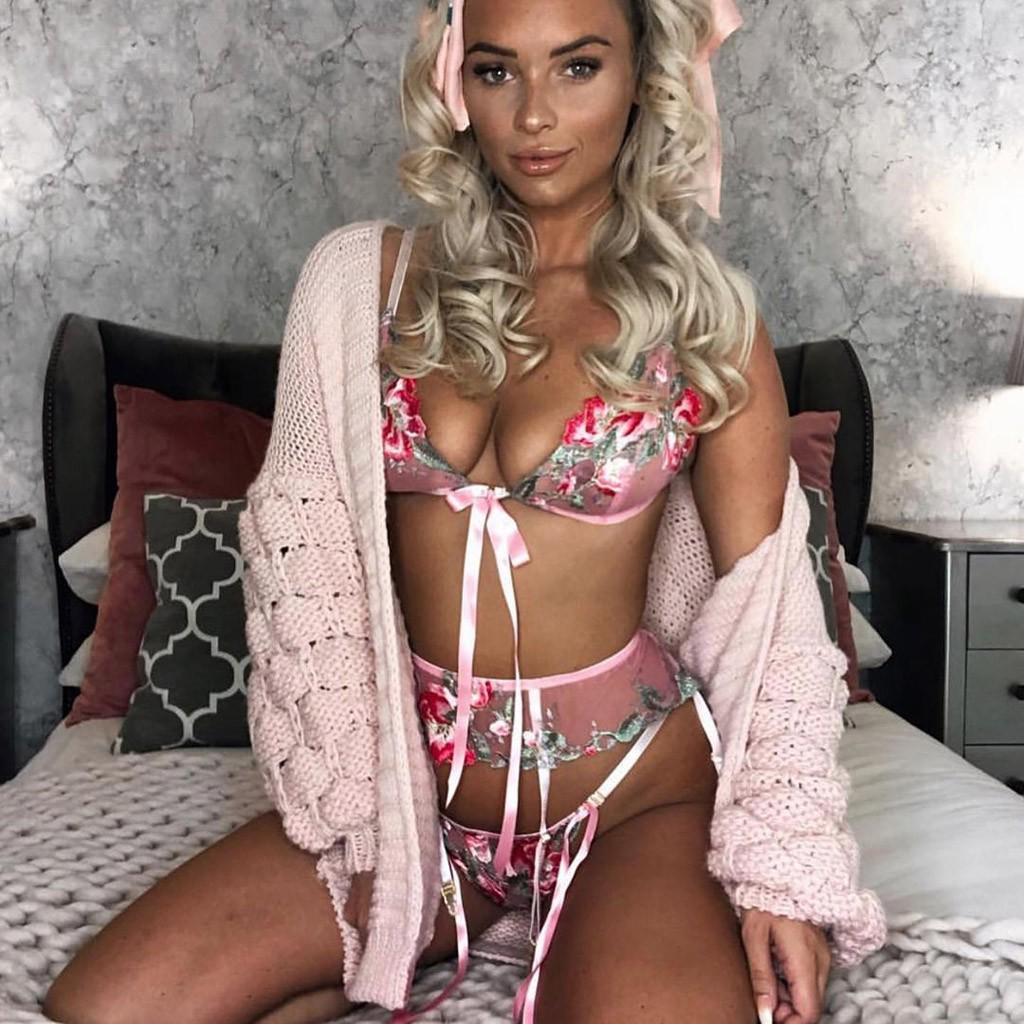 3PCS Bra Lace New Sexy Fashion Bow Tie Sleepwear Underwear Lingerie Flower Lace