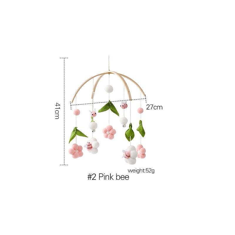 Baby Wooden Rattles Bed Bell Soft Felt Cartoon Elephant Cloudy Star Hanging Bed Bell Mobile Crib Montessori Education Toys