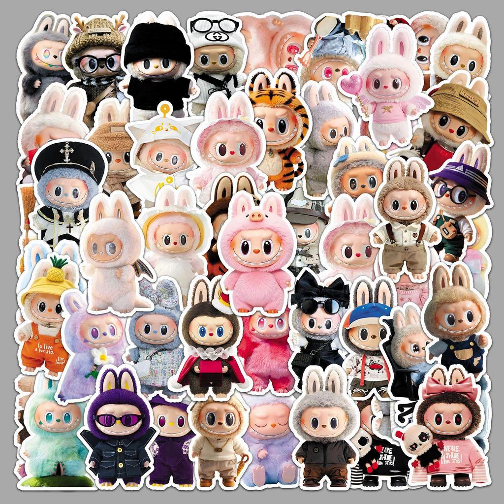 Labubu Doll Stickers: 50 Waterproof 3D Sheets, Cute Decorative Stickers for Notebooks & Water Cups
