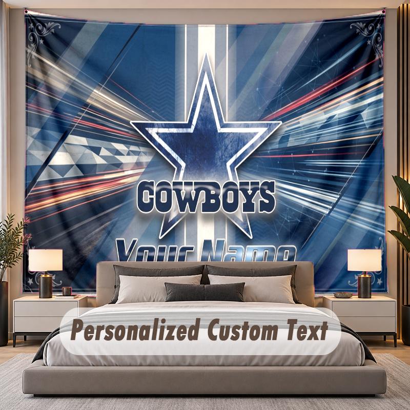 Custom Name Text Tapestry Dallas Cowboys Personalized Polyester Wall Tapestry For Bedroom And Room