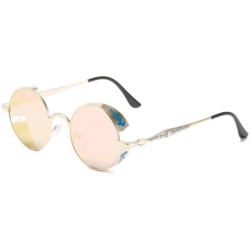 Opolariserade Steampunk-solglasögon för män, mode, runda bågar, metall, retro, accessoarer, kvinnor, punkglasögon, gotiska, körglasögon