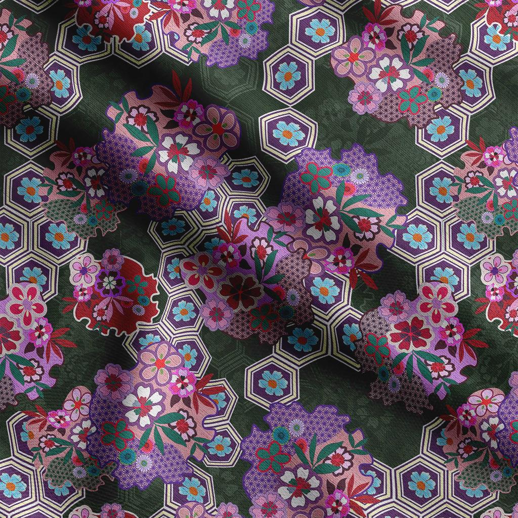 Soimoi Blomstertrykk, Cotton Cambric, Quilting Stoff selges av The Yard 42 tommer bredt, middels vekt bomullsstoff, syutstyr,