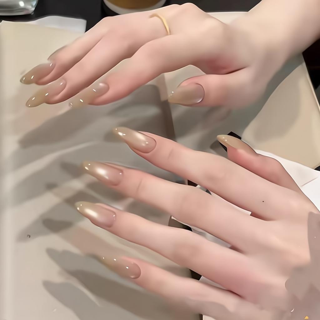 Press On Nails Medium Stiletto Glitter Fake Nails Press Ons with Design Reusable Acrylic False Nail Full Cover Glue On Nail Stick On Nail for Women