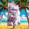 Sandproof Beach Towel Waterproof Microfiber 1Pc 2D Flat Printed Aesthetic Cat Animal Holiday Sunbath Lounger Blanket Seaside