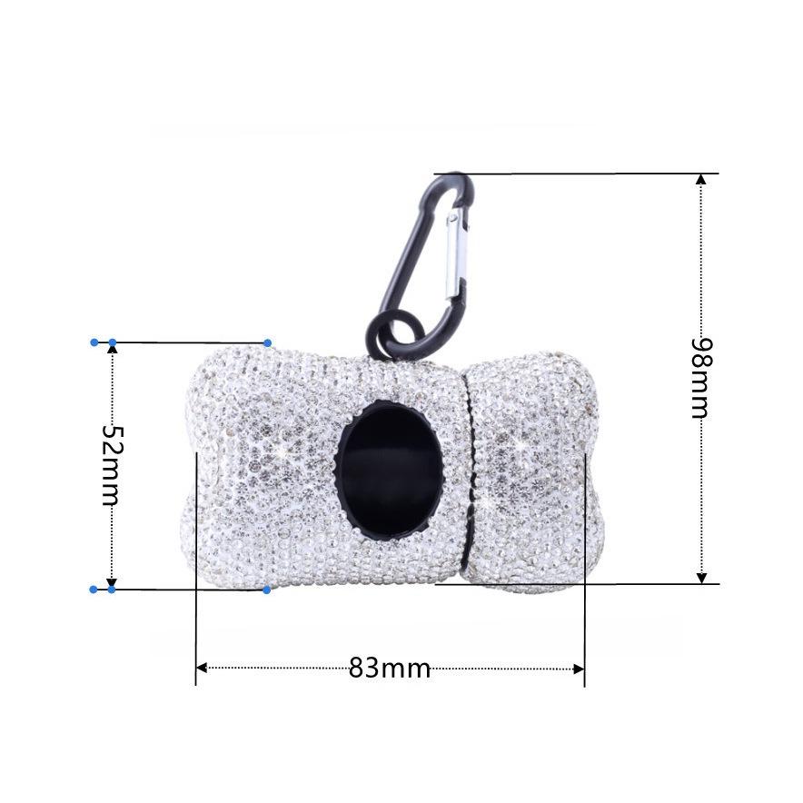 Diamond-Studded Portable Dog Poop Bag Dispenser & Scooper