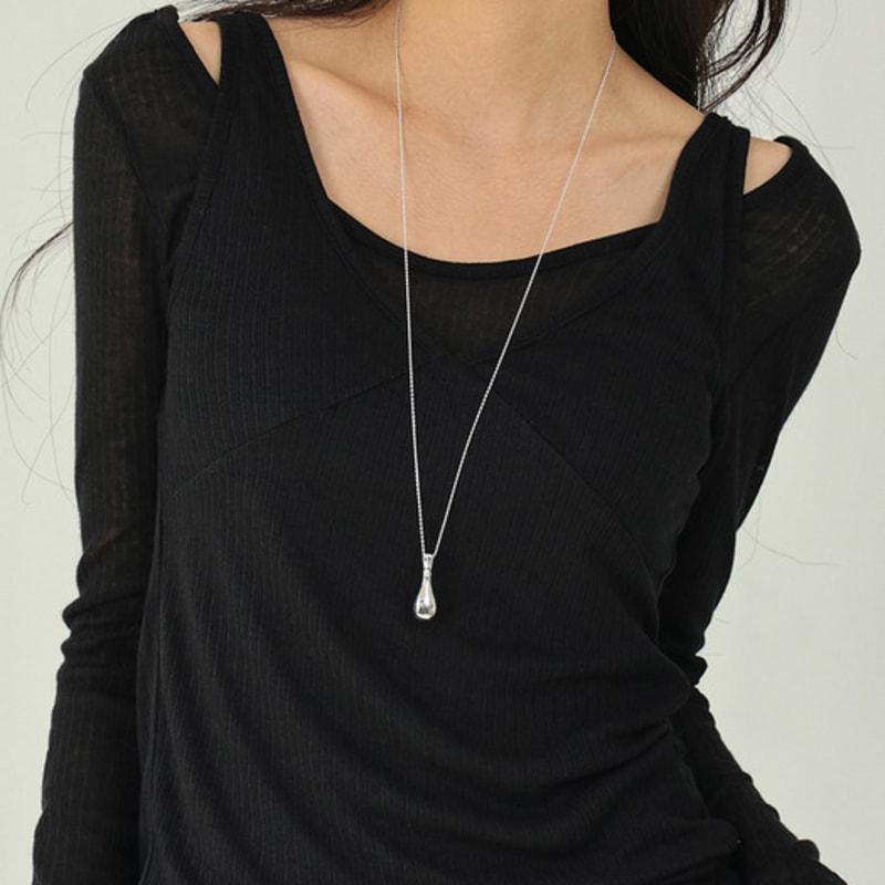 URBANIA Silver Bold Droplet Long Necklace DDA0045
