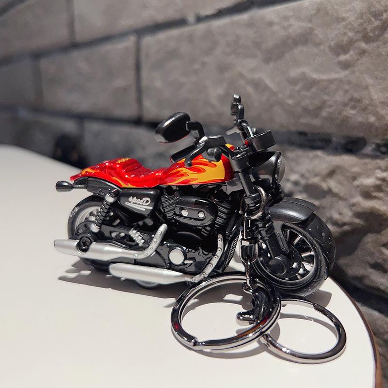 Cartoon Hip Hop Mini Small Motorcycle Key Chain Creative Personality Couple Bag Tide Cool Toy Model Pendant Small Gift