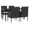 VidaXL Ensemble à manger de jardin 5 pcs noir résine tressée et acier 3203316