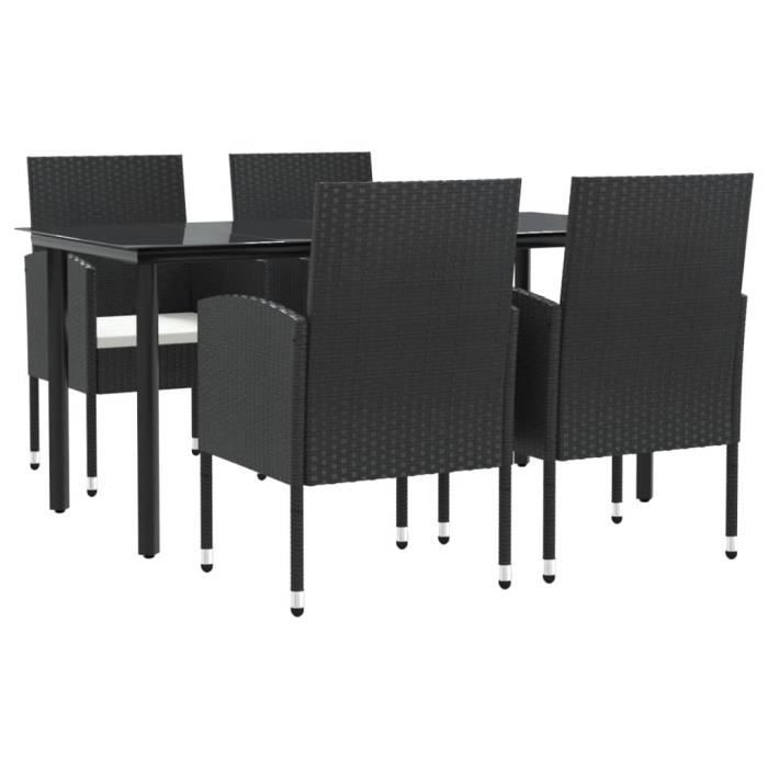 VidaXL Ensemble à manger de jardin 5 pcs noir résine tressée et acier 3203316