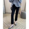 Women's Petite Cotton-Nylon Blend Micro Flare Suit Pants – 9/10 Length for 145-150cm Heights