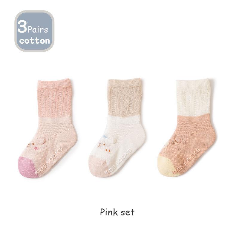 3 Pairs/Lot Baby Socks Summer Thin Baby Floor Socks Non-Slip Kids Socks Cute Cartoon Mesh Newborn Socks For Boys And Girls
