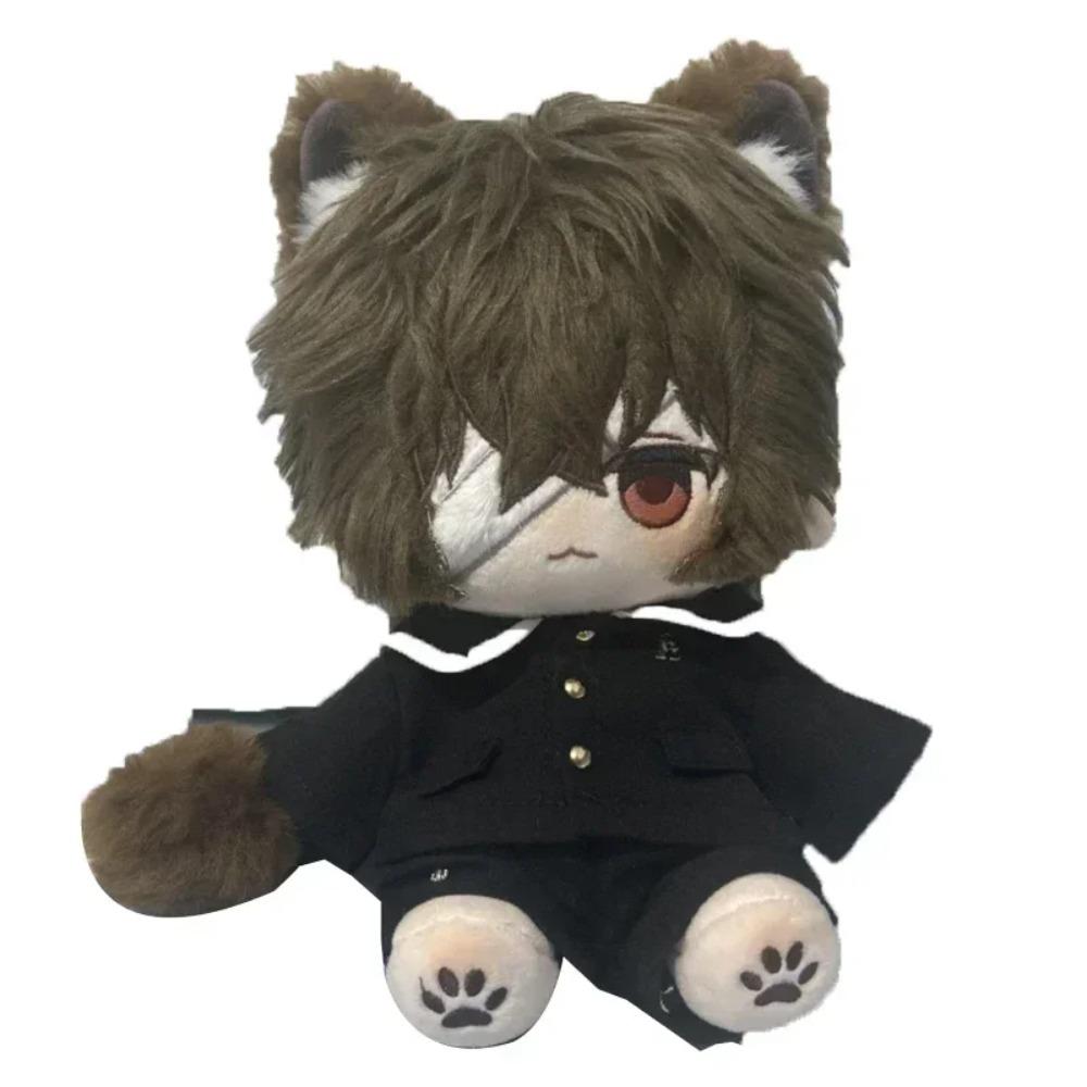 Cute Anime Bungo Stray Dogs Dazai Osamu Cat 20cm Plush Cotton Doll Dress Up Clothes Outfits Kawaii Animal Ear Body Cosplay Gift