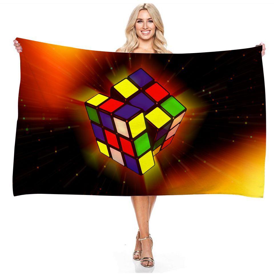 

Water Digital Art Game Rubik s Cube Beach Towel Colorful Quick Dry Portable Soft Absorbent Multi-Purpose Towel Girls Women Kids W30*H60(CM)