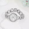 5PCS Fashion Luxury Silver Geometric Chain Hollow Out Watch Band Quartz Wristwatch Women's Square Pendant Necklace Earring Set for Girls