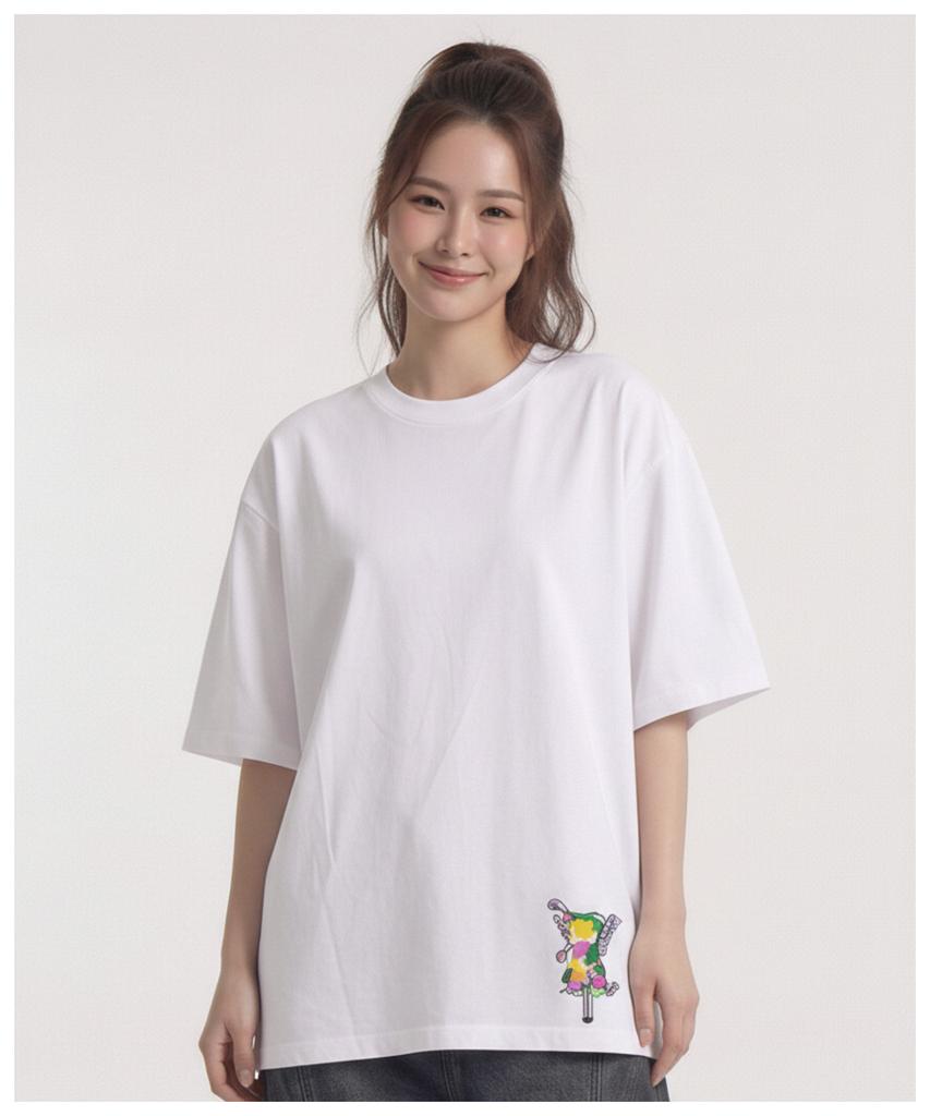 DOUBLE JD Zipper Bear Short Sleeve Tee (White)