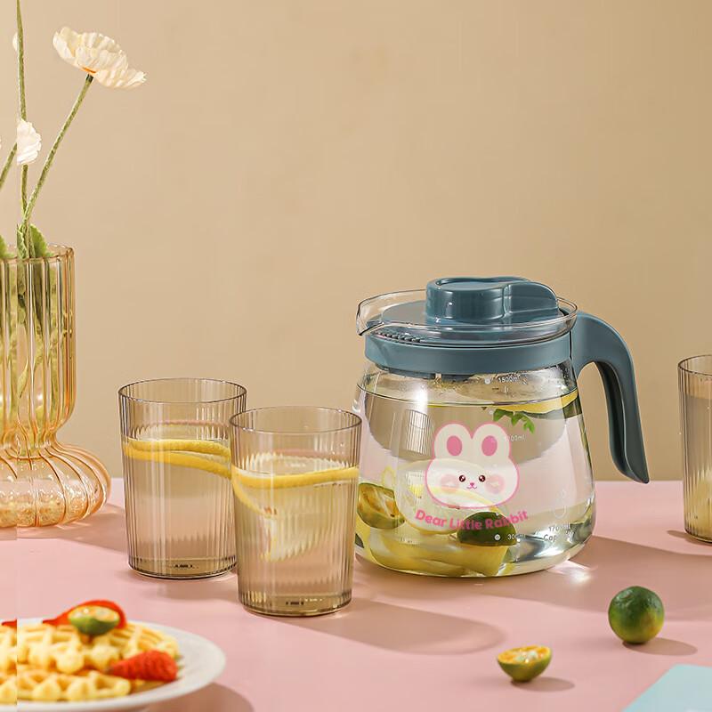 Heat-Resistant Glass Pitcher & Tumbler Set 1700ml