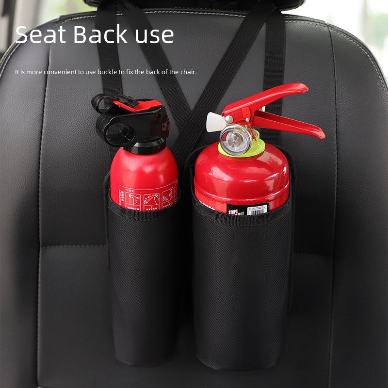 Car Fire Extinguisher & Storage Bag - Seat Back Organizer with Cup Holder and Trunk Storage