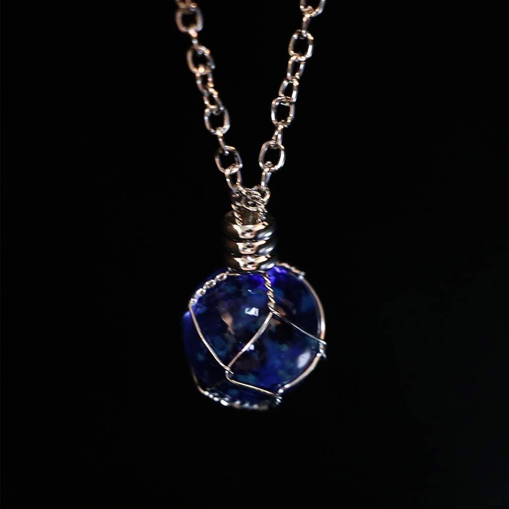 Glass Luminous Ball Neck Chain Hand Woven Round Luminous Pendant Luminous Glass Necklace  Women