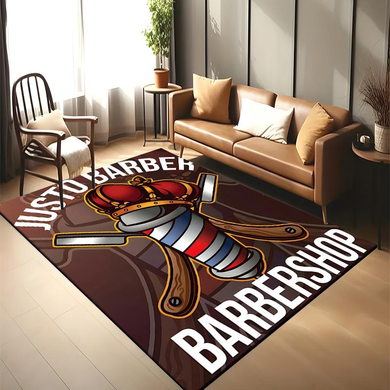 15 Size Barber Shop Retro Signage Area Rug Large Carpet Rug for Living Room Bedroom Kitchen Bathroom Bedside Play Anti-slip Mat