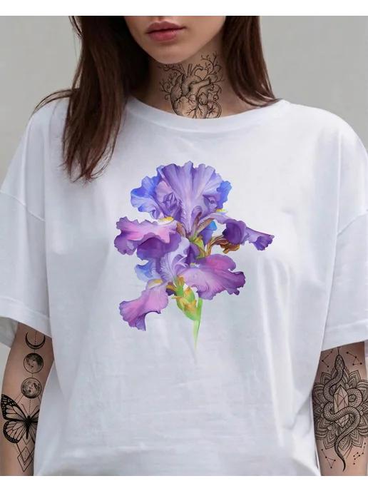 Flowers T-shirt. Summer print 3XL