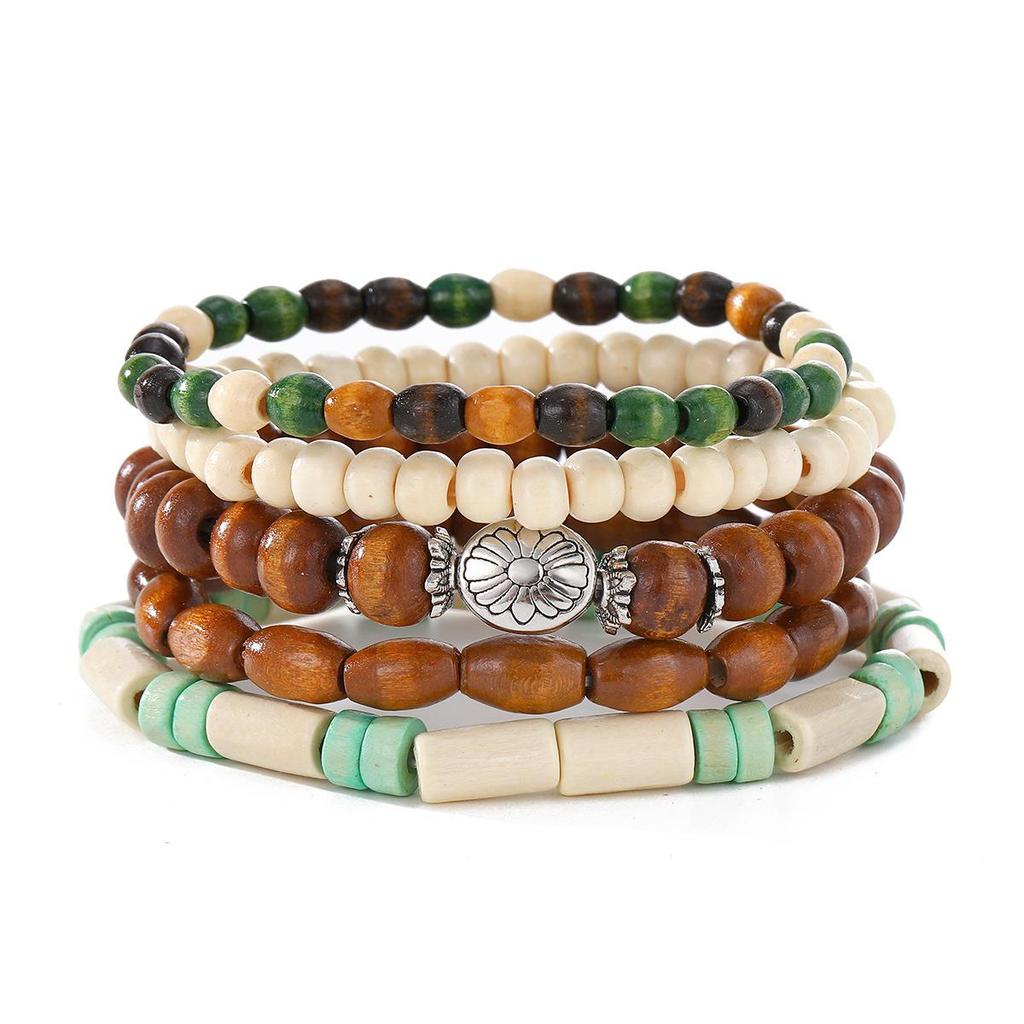Boho Multi-Layer Kokosnussschale & Perlen Schmetterling Leder Armband Set für Männer