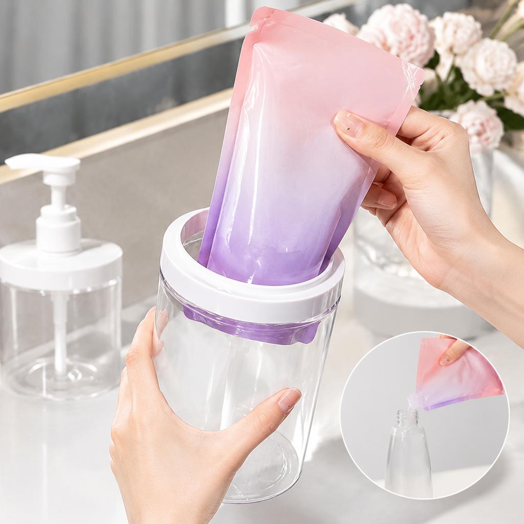 Transparent Shampoo Container Press-Type Large Mouth Dispenser Bottle Press Type Refillable Bottle Large-Mouth Hand Wash Bottle