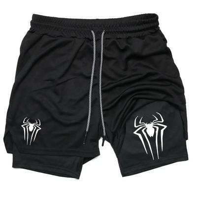 Divslāņu fitnesa šorti Y2K Performance Šorti Vīriešu Spider Printed GYM Sporta Kompresijas Šorti Treniņiem Skriešanas Sporta Šorti