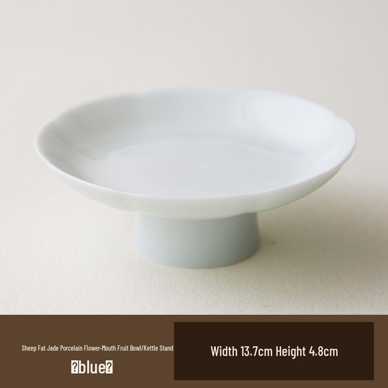 Ceramic High-Footed Fruit Bowl & Tea Snack Tray for Tea Ceremony & Home Use.