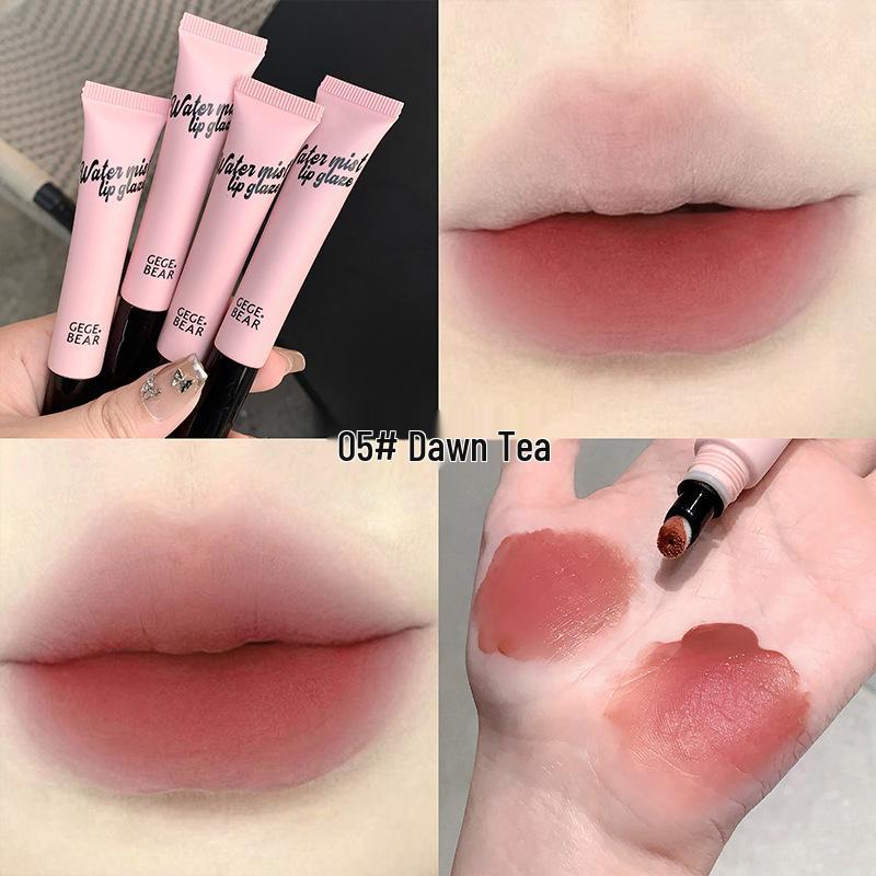 

Gege Bear Lip Glaze: Moisturizing Matte Lipstick in Milk Tea Shade with Whitening Pigmented Gloss. 10g