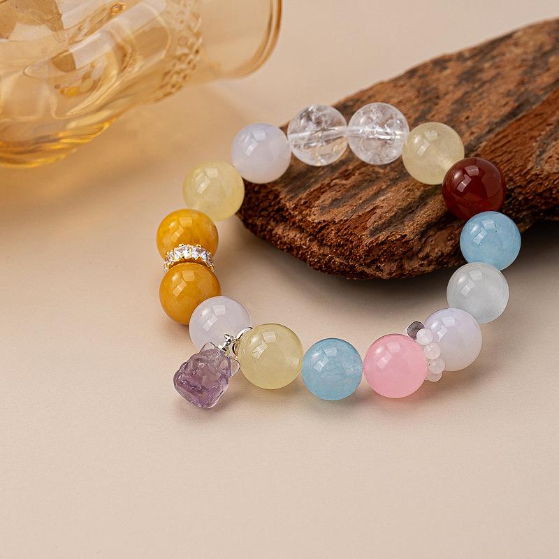 Aquamarine powder crystal bracelet handmade round bead color crystal bracelet popular jewelry new simple bracelet women