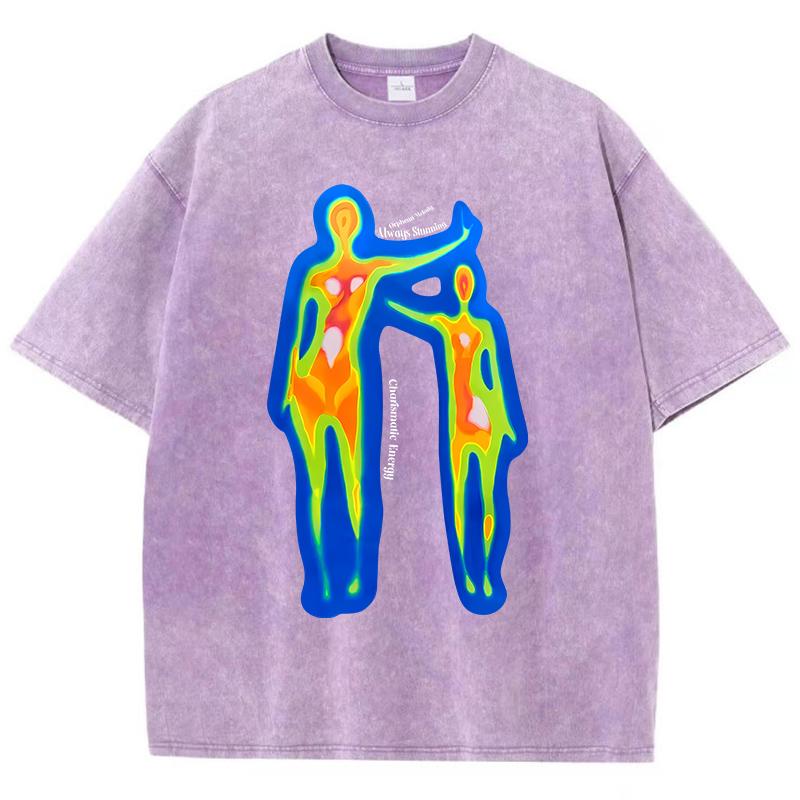 Coolane Körperwärmekarte Design Herren T-Shirt Street Kurzarmshirt Sport Weiche Kleidung Gewaschen Retro Männliche T-Shirts