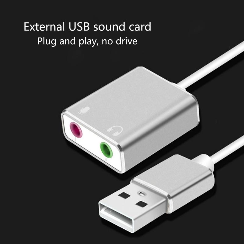 USB to 3.5mm Jacks Sound Adapter External Stereo Sound Card for /PC/Laptop, Microphones-Supported USB to Headphone Adapter