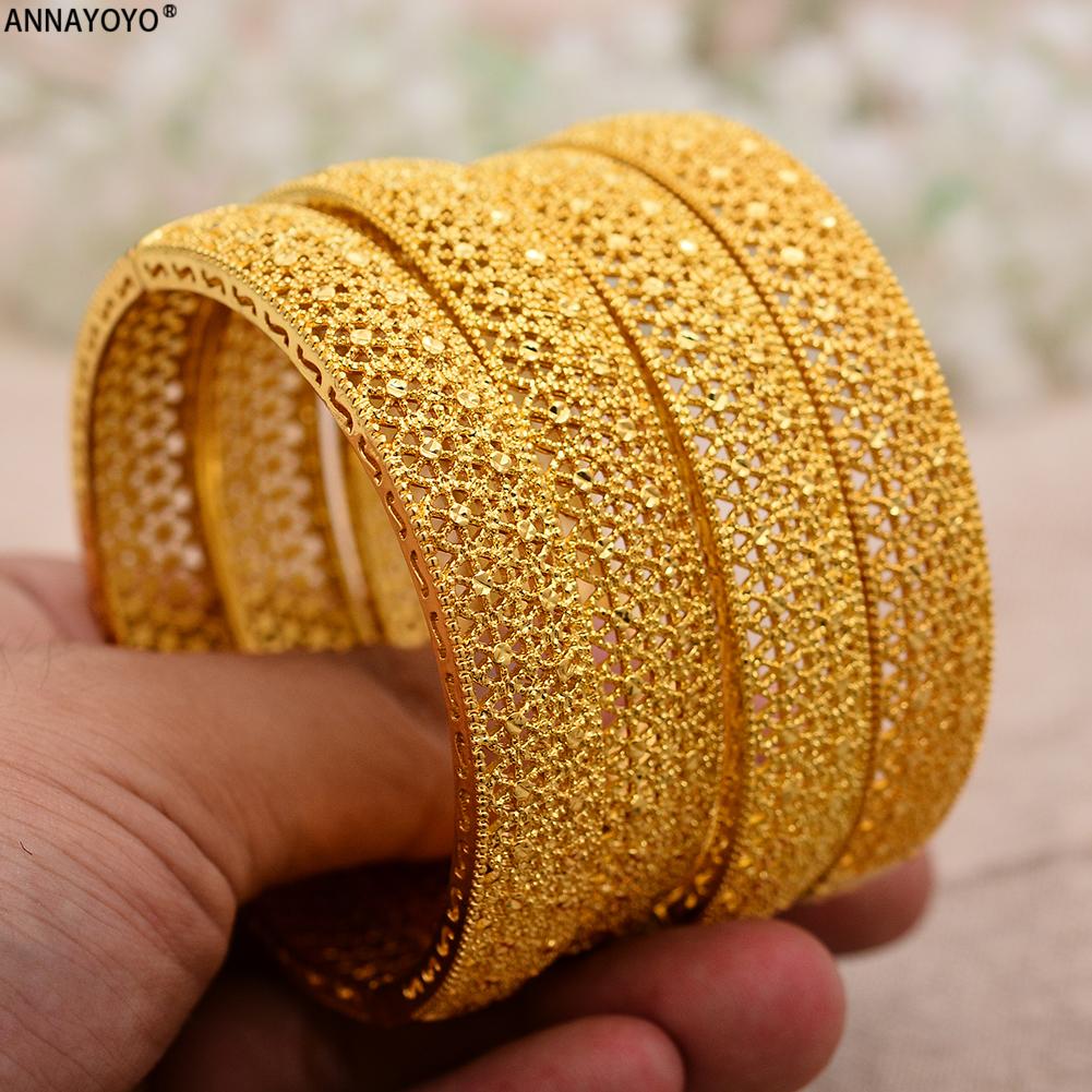 Dubai Gold Color Bangles for Women Dubai Bride Wedding Ethiopian Bracelet Africa Bangle Arab Jewelry Gold Charm Bracelet