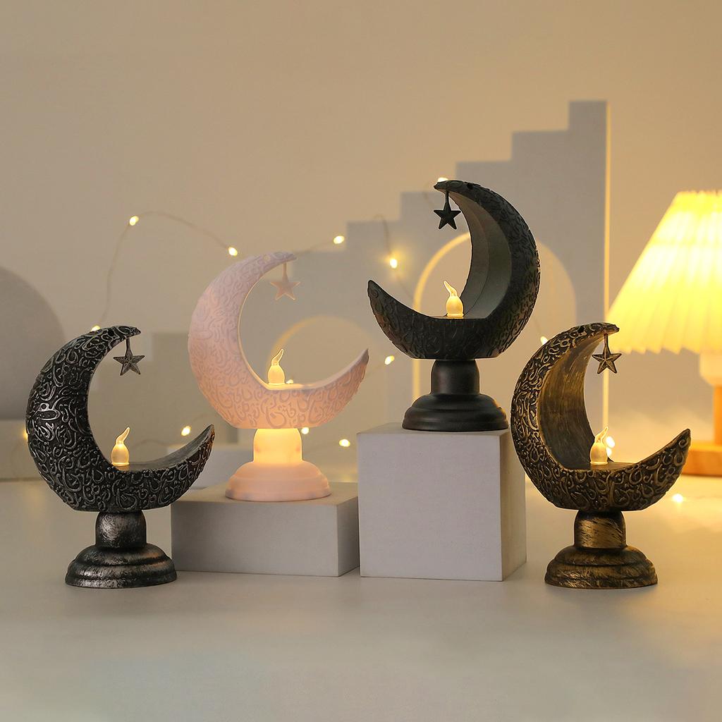 LED Moon Star Candlestick Ramadan Home Decor Candle Light Islamic Muslim Festival Party Decoration Eid Supplies 2026